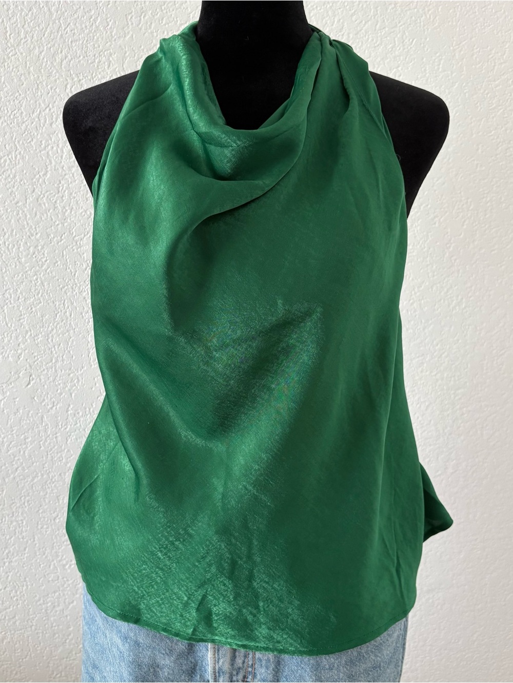 Green Cowl Neck Halter Top
